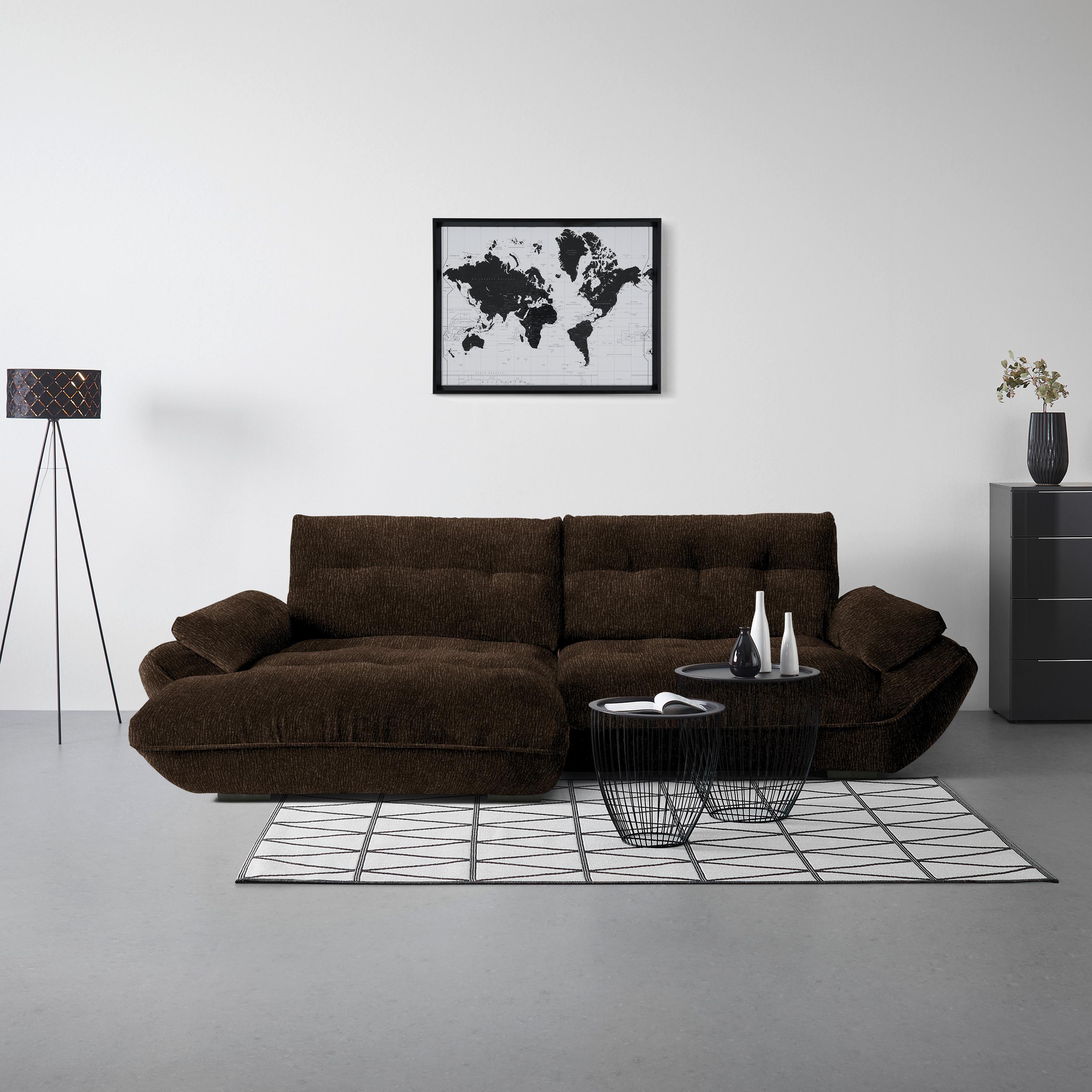 Wohnlandschaft Vivo Dunkelbraun - Dunkelbraun/Schwarz, MODERN, Kunststoff/Textil (179/63/317cm) - Premium Living
