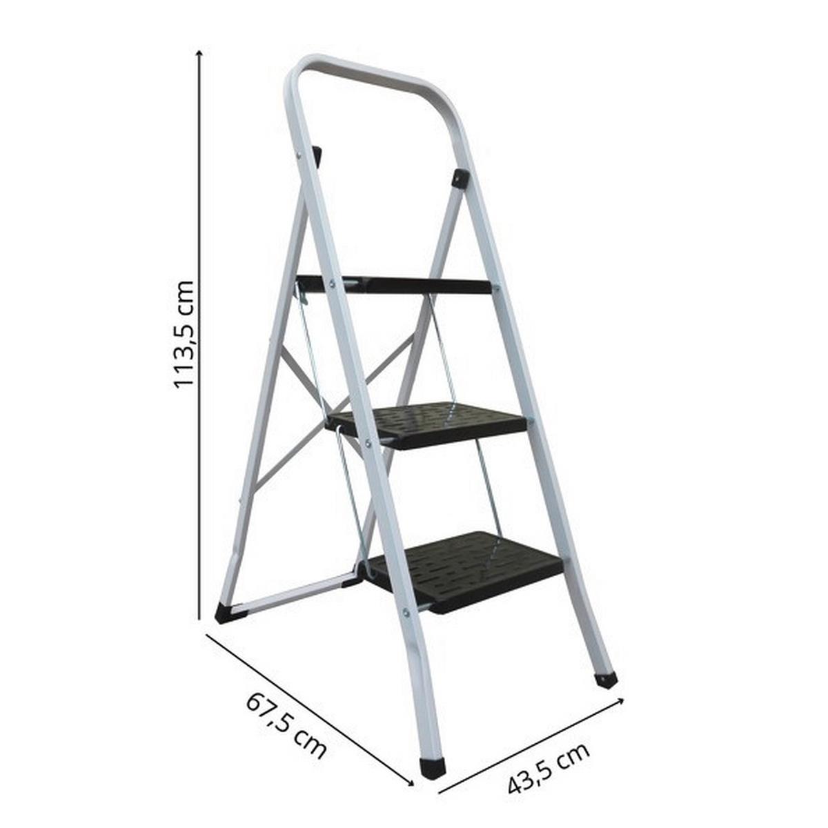 Klapptrittleiter 130002 - Weiss/Schwarz, Basics, Kunststoff/Metall (46/71/105cm) - Spirella