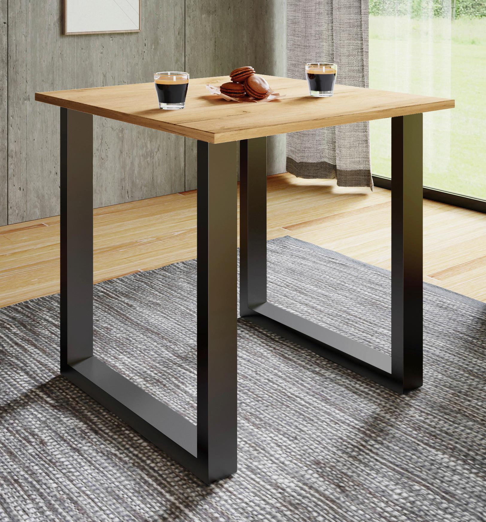 ESSTISCH XONA - Honigeiche/Schwarz, Design, Holzwerkstoff/Metall (80/80/76cm) - MID.YOU