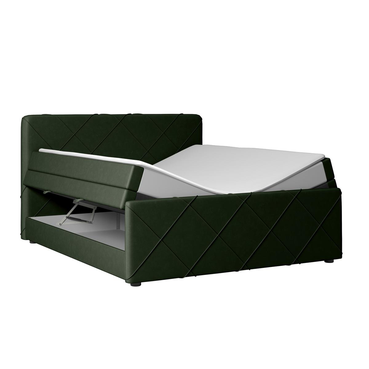 Boxspringbett Cordoba ca. 180x200 cm Grün - Schwarz/Grün, MODERN, Holz/Kunststoff (180/200cm) - MID.YOU