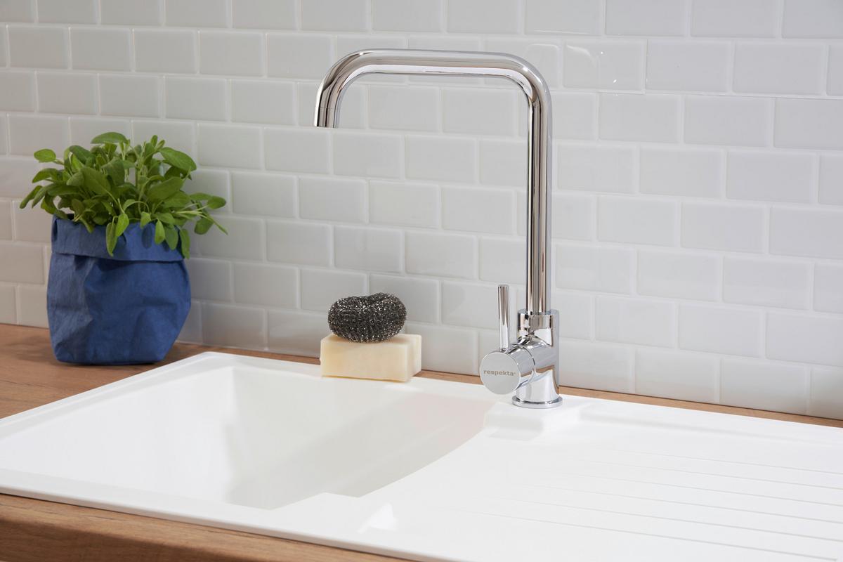 Pomivalno Korito Respekta Boston, 86x50cm - bela, Trend, kamen/umetna masa (86/20/50cm) - Respekta