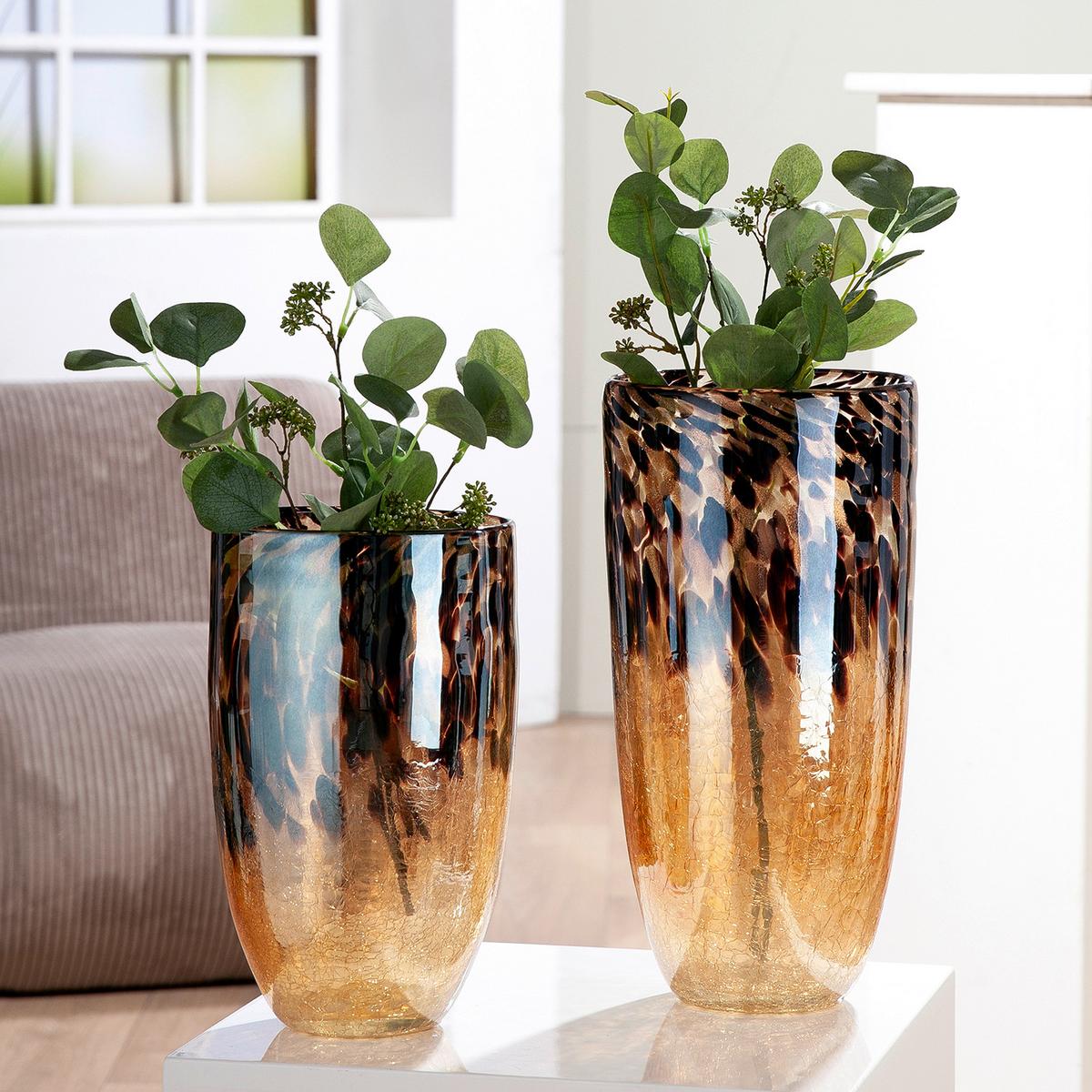 Vase Schwarz/Hellbraun - Hellbraun/Schwarz, Basics, Glas (18/36,5/18cm)