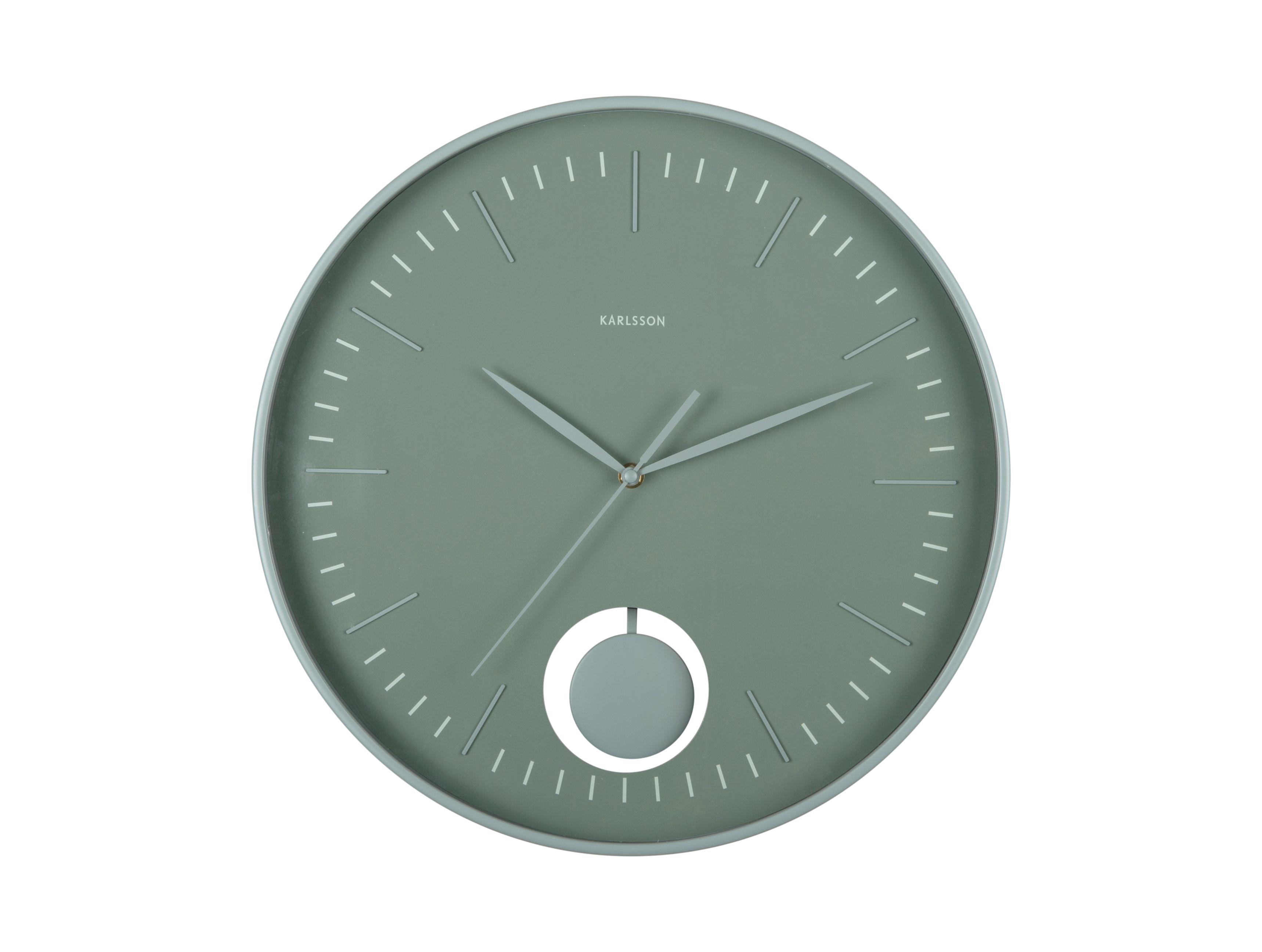 ZEGAR ŚCIENNY GRATO PENDULUM - jadeitowa zieleń, Basics, tworzywo sztuczne (41cm) - Karlsson
