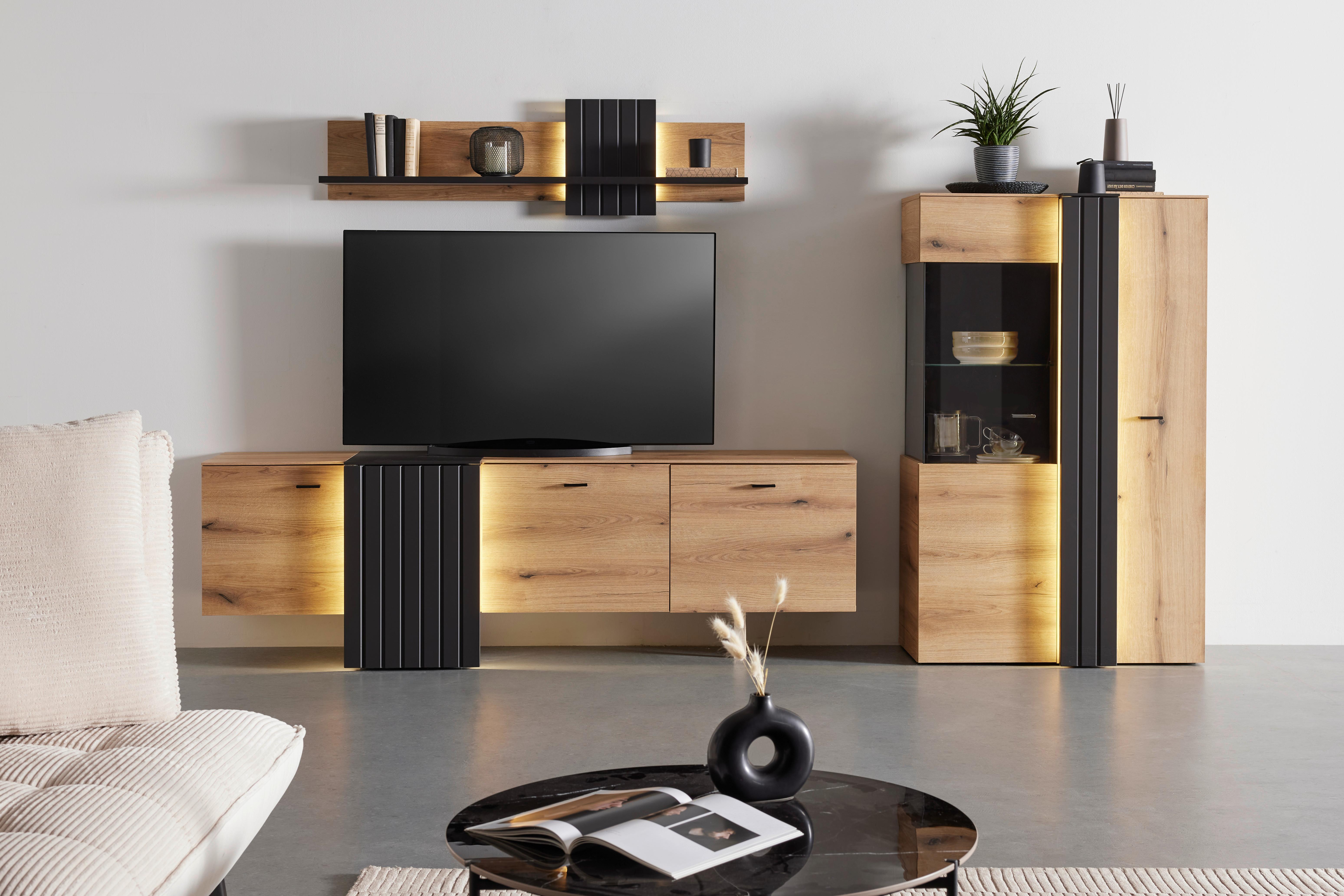 MEDIABÄNK VERDANA -TOP- - Modern, metall/trämaterial (208/66/45cm) - Mömax