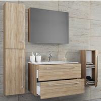 Kopalnica Badinos, Hrast - siva/bela, Moderno, kovina/leseni material (127cm) - MID.YOU