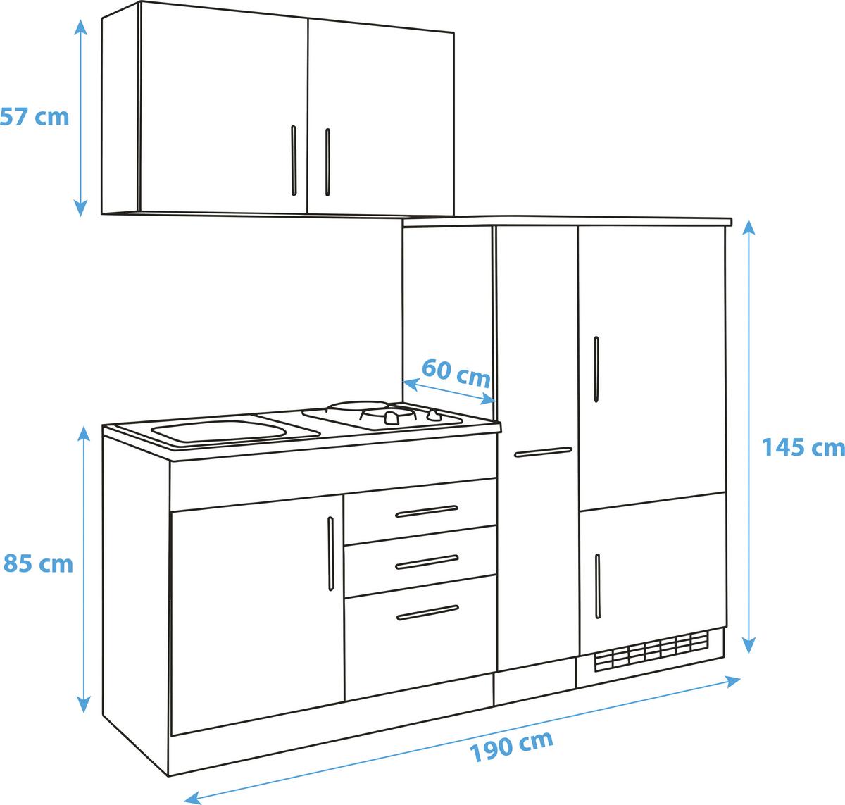 Küchenblock Toronto II m. Geräten Buche - Chromfarben/Buchefarben, MODERN, Holzwerkstoff/Metall (190cm) - Held