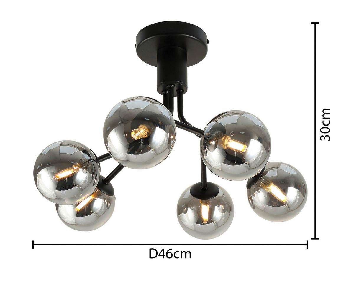 plafonnier Schwarz/Chrom max. 15 Watt - noir, Modern, métal/verre (46/30cm) - Mömax