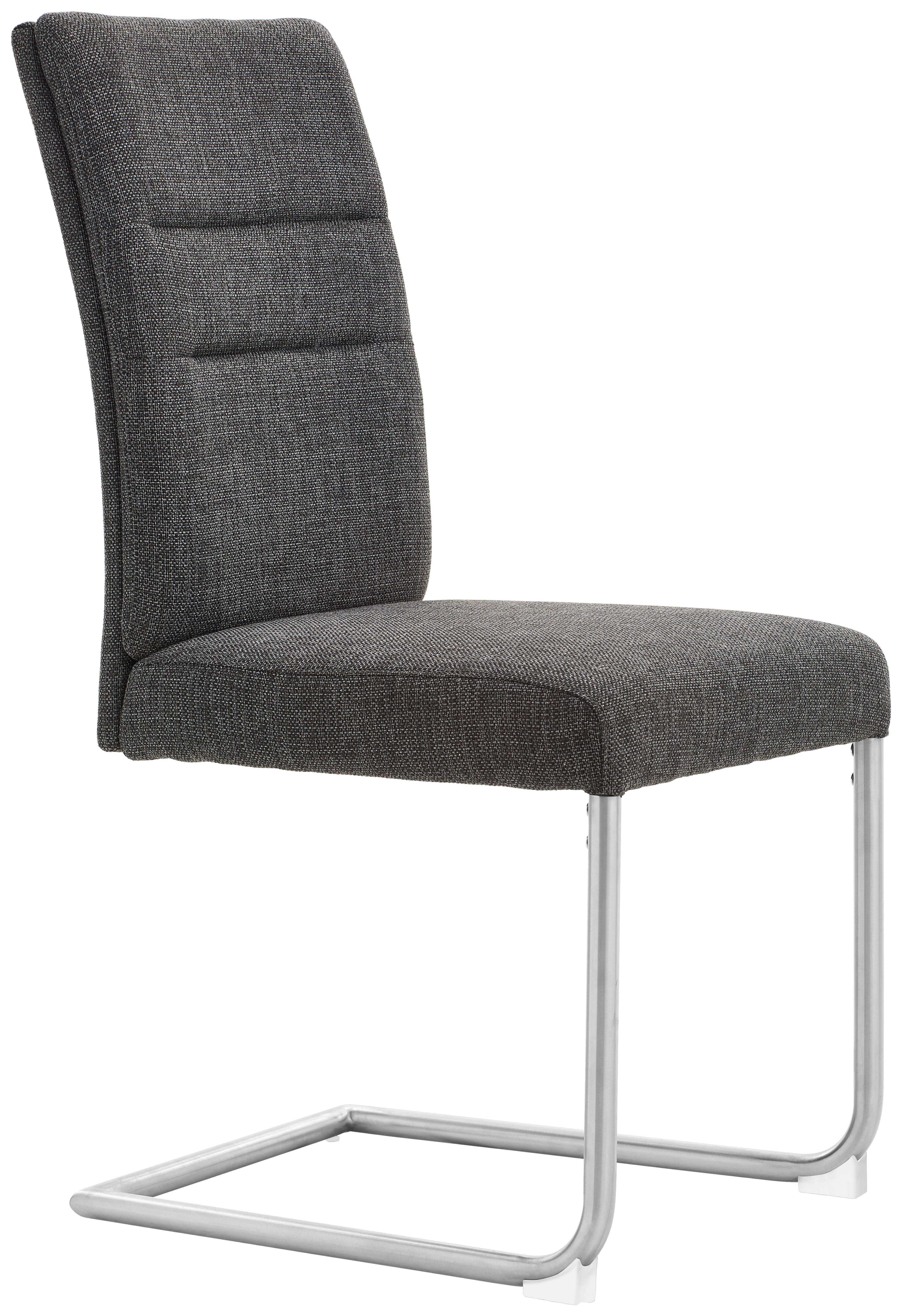 KRZESŁO NA PŁOZIE ROSY - kolor stalowy/ciemnoszary, Design, metal/tkanina (48/98/63cm) - Novel