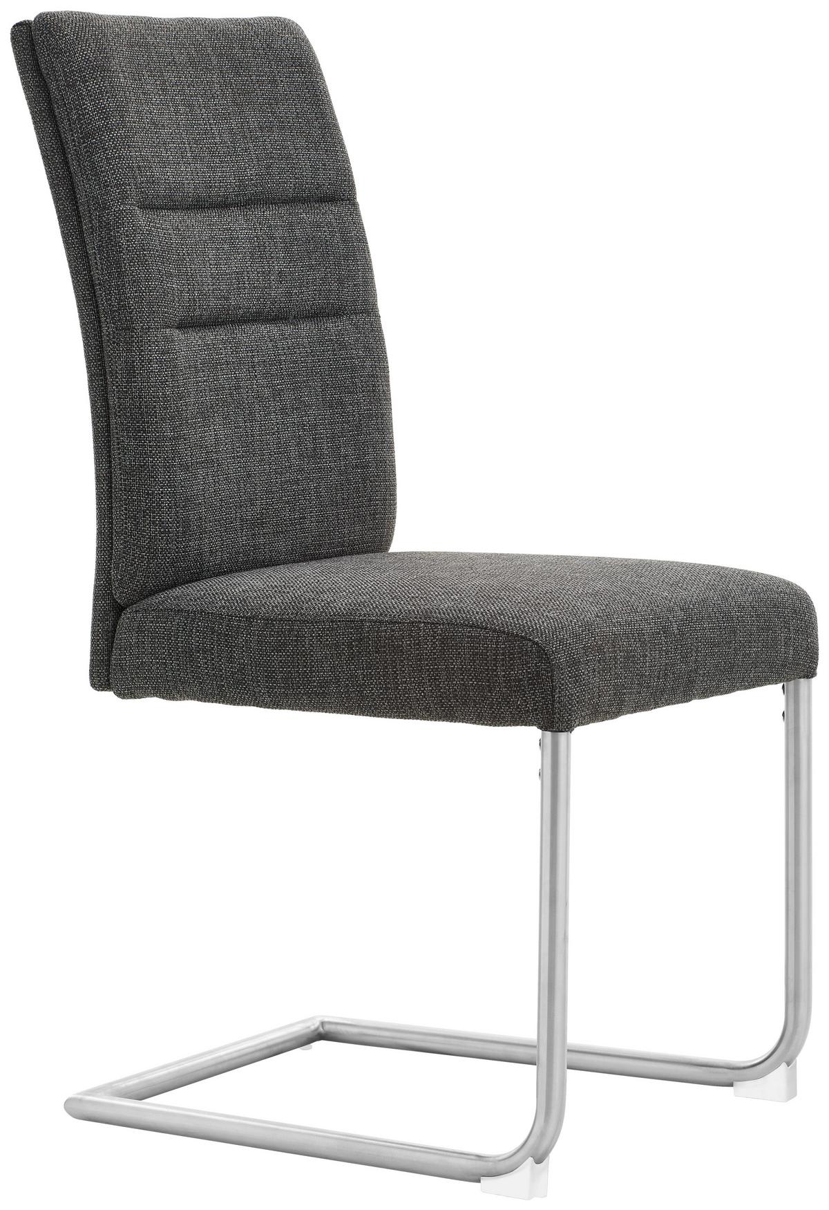 KRZESŁO NA PŁOZIE ROSY - kolor stalowy/ciemnoszary, Design, metal/tkanina (48/98/63cm) - Novel