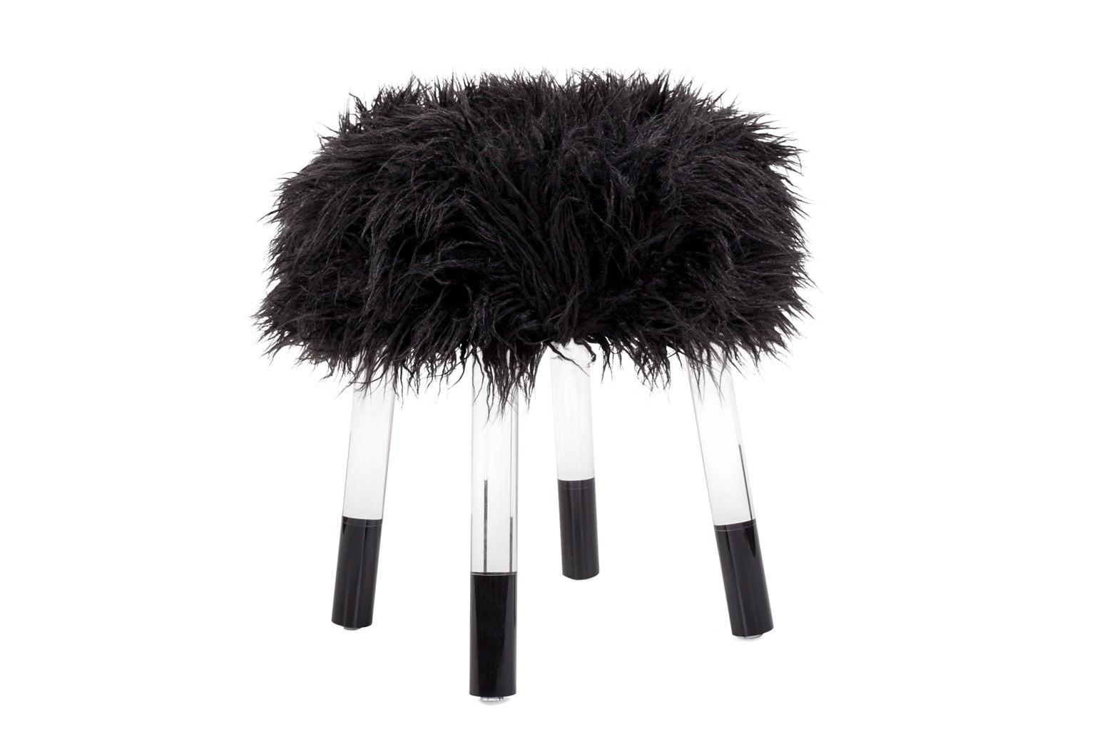 Hocker Laika 100 - Transparent/Schwarz, Design, Kunststoff/Textil (41/46/41cm) - Kayoom