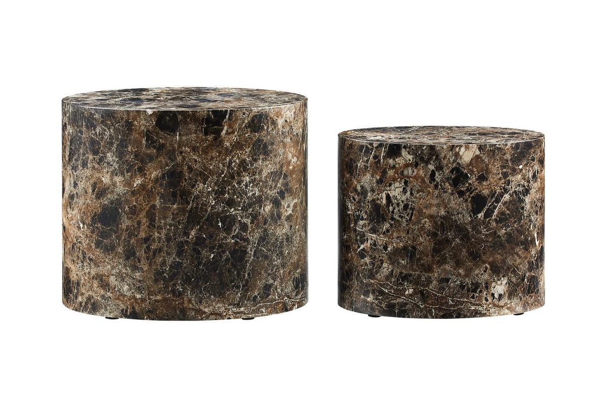 Set Klubskih Mizic Marble, Rjava, 2-Delni - rjava, Design, leseni material (48-40/33-24,5/40-33cm) - Livetastic