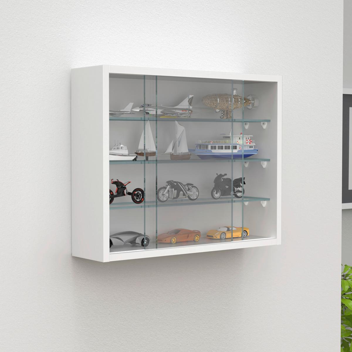 Viseča Vitrina Drivalo S, Bela - bela/prosojno, Design, steklo/leseni material (50/40/12cm) - MID.YOU