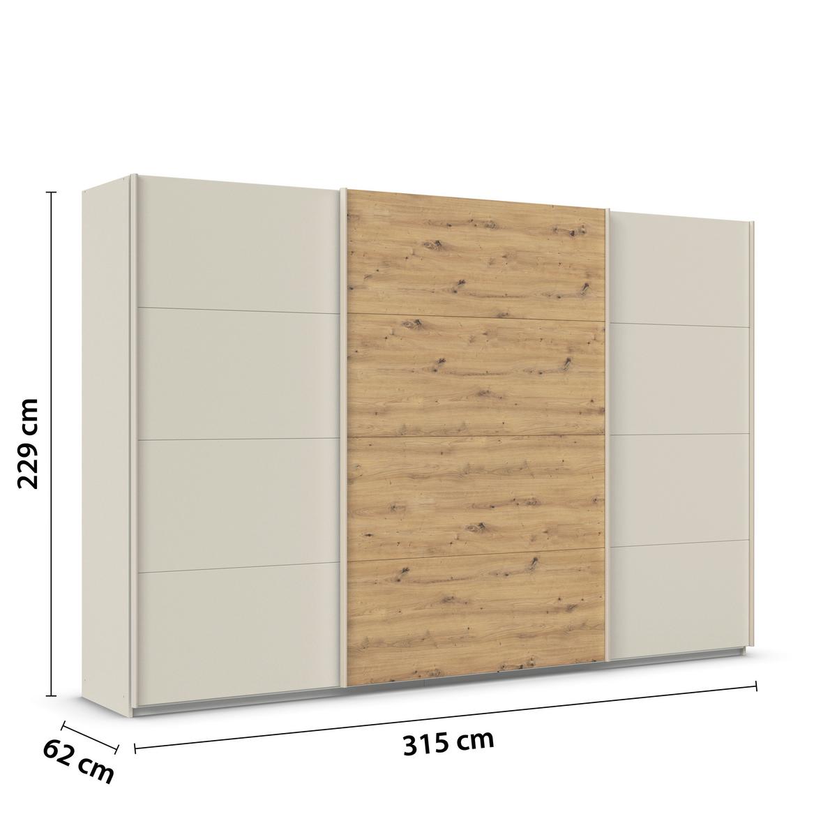 Ormar S Kliznim Vratima Feldkirch - hrast Artisan/boje šampanjca, Trend, drvni materijal/metal (315/229/61cm) - Modern Living