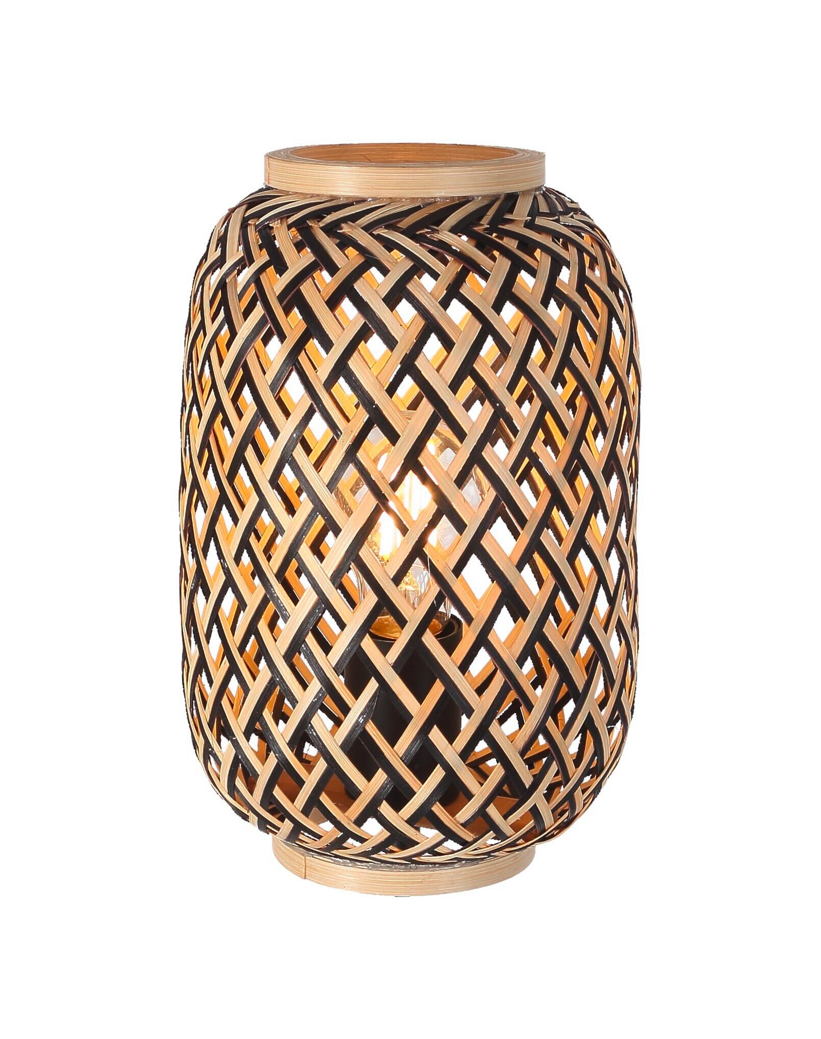 Namizna Svetilka Zuro, Bambus, 40 W - črna/naravne barve, Romantika, kovina/naravni materiali - Modern Living