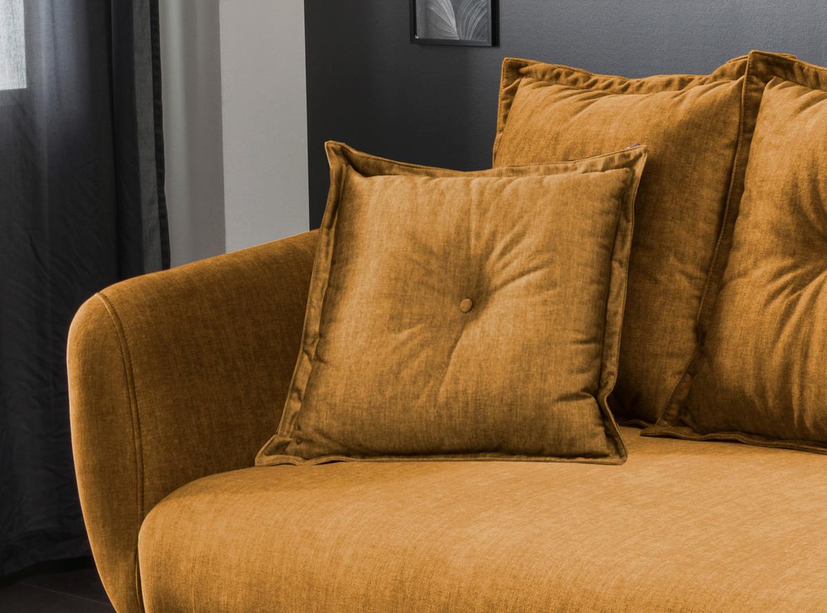 3-Sitzer-Sofa Baggio Gelb Velours - Gelb/Schwarz, MODERN, Holz/Textil (236/94/103cm) - Livetastic