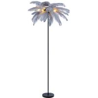LAMPA STOJĄCA PALMA - czarny/szary, Trend, metal/tkanina (55/160cm) - Novel