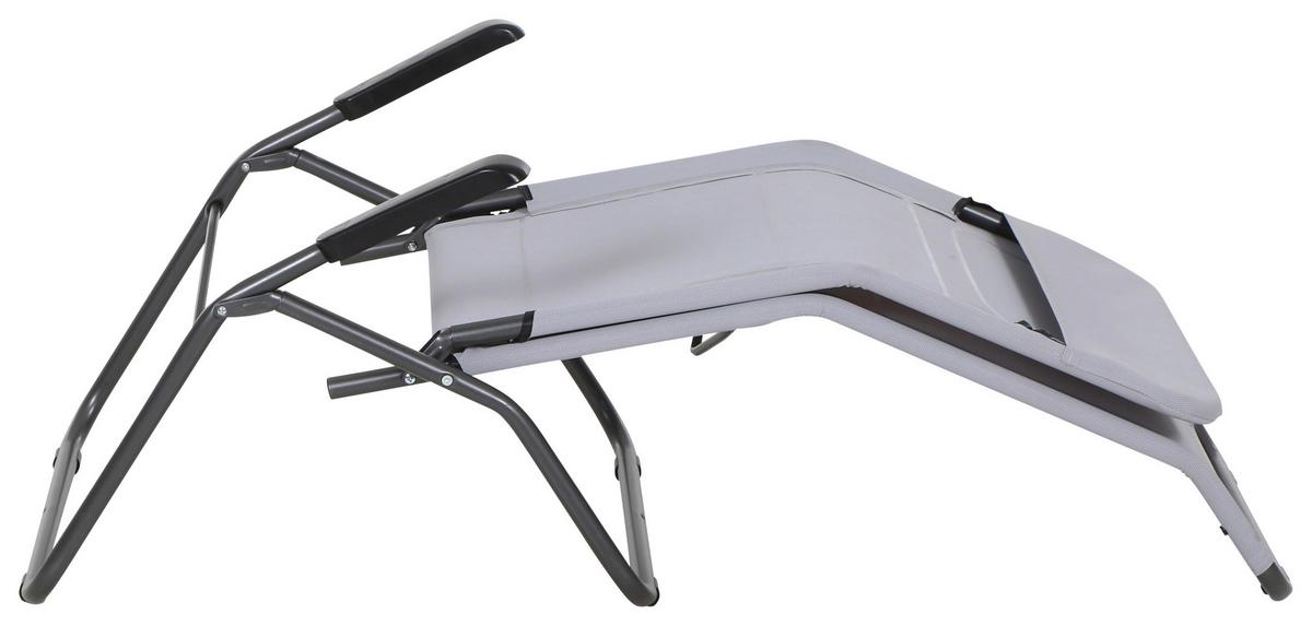 Gartenliege Anco Hellgrau Stahl - Anthrazit/Hellgrau, MODERN, Textil/Metall (72,5/103,5/144cm) - Siena Garden