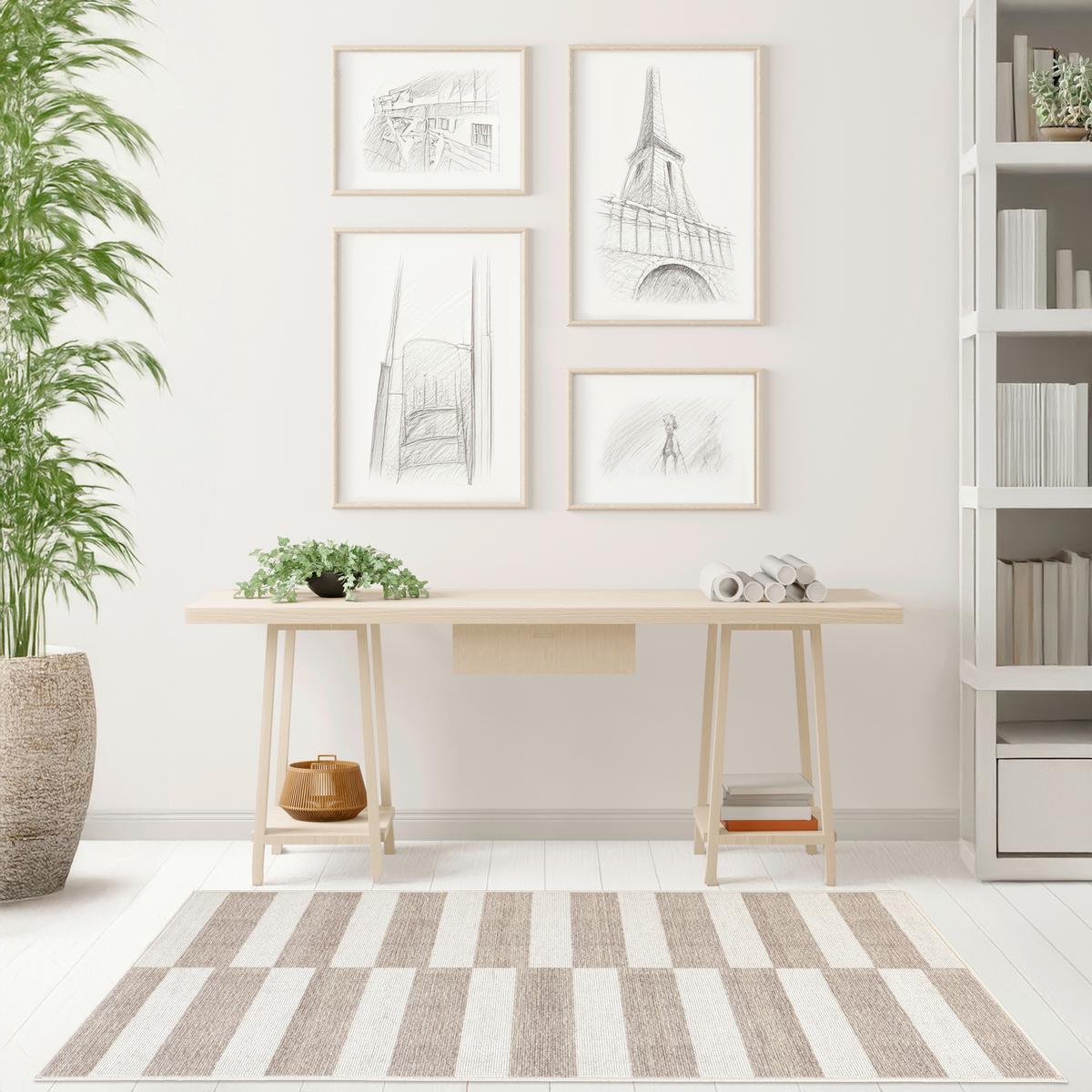 DYWAN TUFTOWANY STRIDER MESIO-URBAN8170 - kolor szarego dębu/szarobiały, Design, tkanina (80/150cm) - Lindorug
