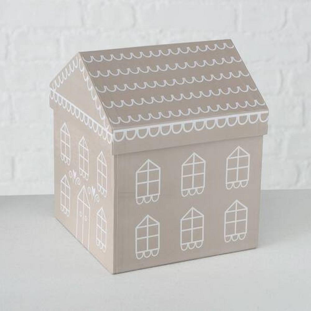 Dekobox Villana I in Weiss/Beige - Weiss/Beige, Romantik / Landhaus, Papier (14/17/14cm) - Premium Living