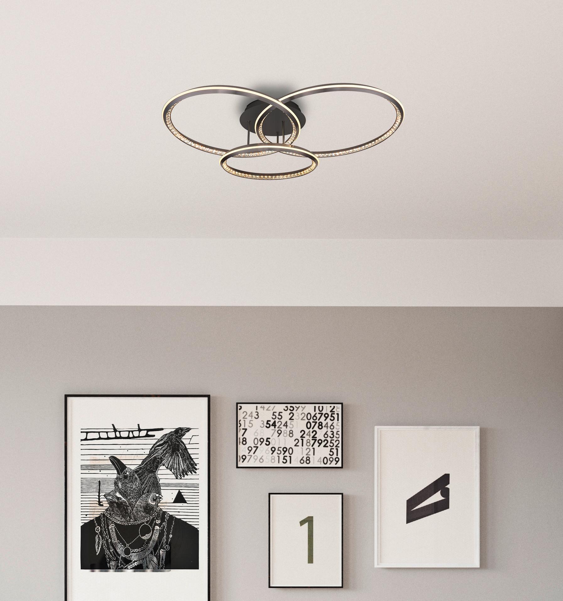 LED-DECKENLEUCHTE 67329-72 ALAINA - Klar/Opal, Design, Kunststoff/Metall (109,5/80,5/20,5cm) - Globo