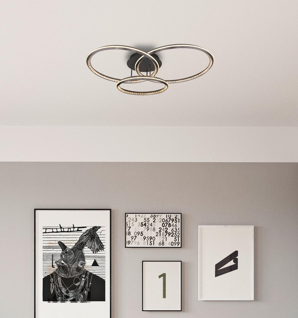 Led Stropna Svjetiljka Alaina - siva/prozirno, Design, metal/plastika (109,5/80,5/20,5cm) - Globo