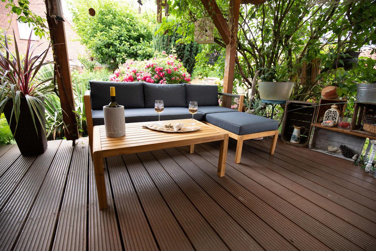 Lounge Garnitura Malaga, Akacija, Siva - barva tikovine/siva, Basics, tekstil/les (198/132cm) - Acamp