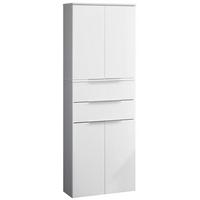 Hochschrank "Kara White" , weiß - Silberfarben/Weiß, MODERN, Glas/Holzwerkstoff (61/176/32cm) - MID.YOU
