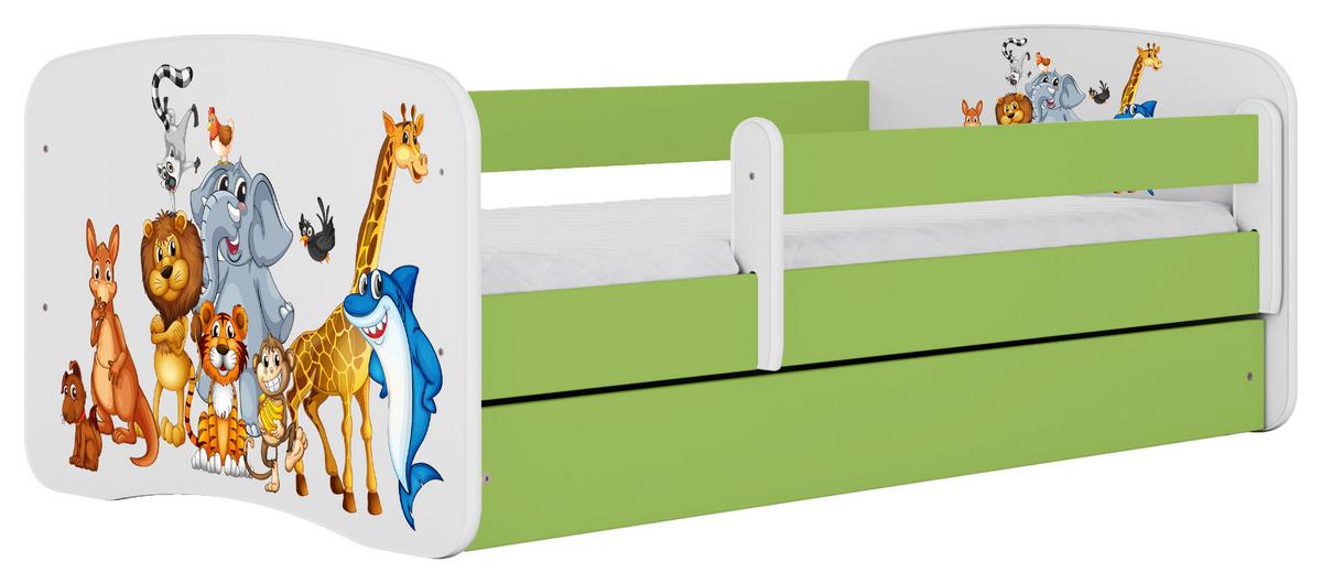 Otroška Postelja Babydreams, Bela, Zelena, 80x160cm - zelena/bela, Moderno, tekstil/leseni material (80/160cm) - MID.YOU