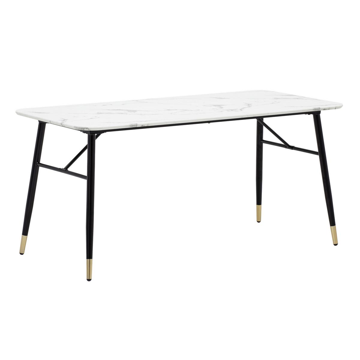Jedilna Miza Marble, Videz Marmorja, 160x80cm - zlate barve/črna, Design, kovina/leseni material (160/80/76cm) - MID.YOU
