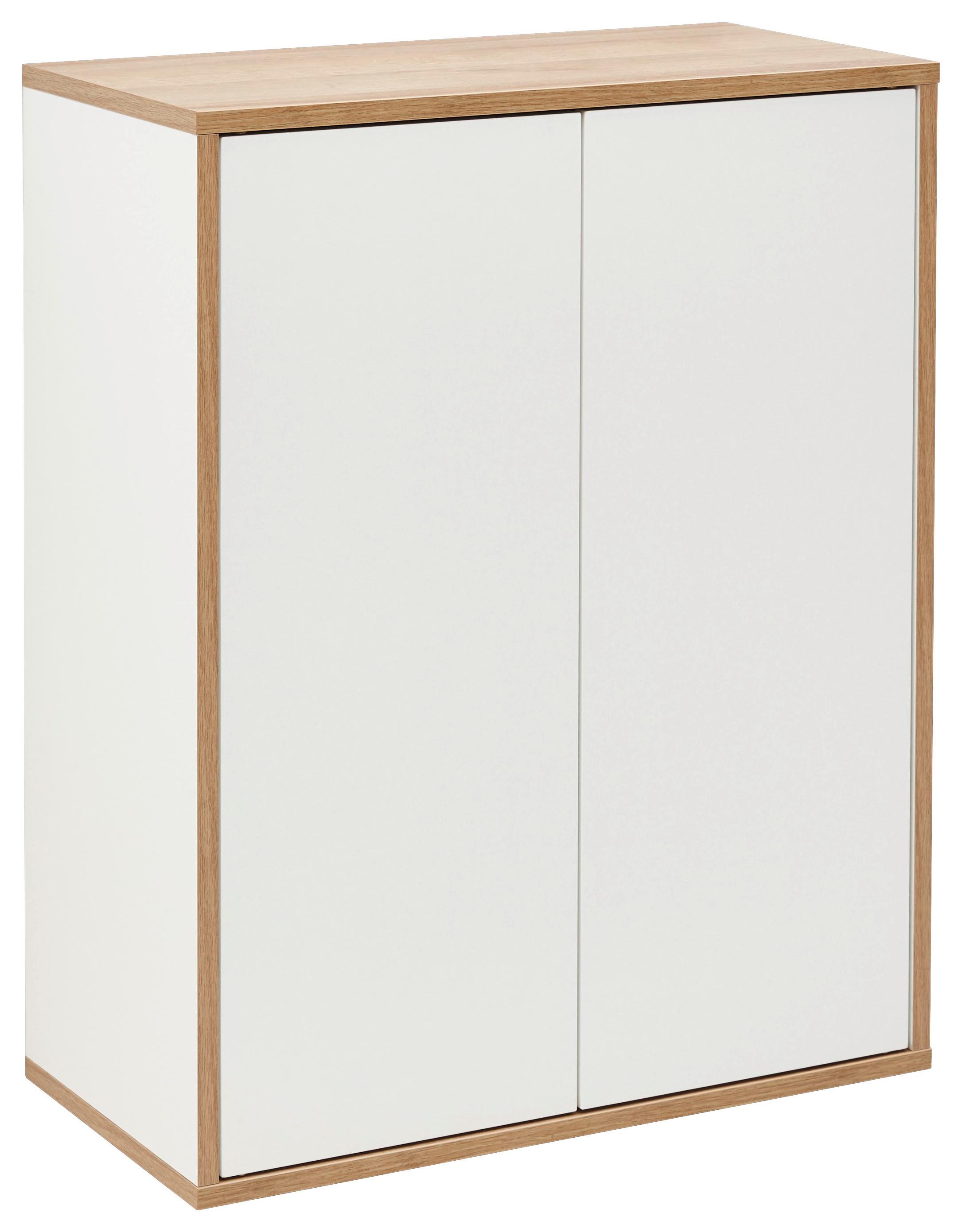 Midischrank "Finn" , weiß, eiche - Eichefarben/Weiß, MODERN, Glas/Holzwerkstoff (60/75/30,5cm) - MID.YOU