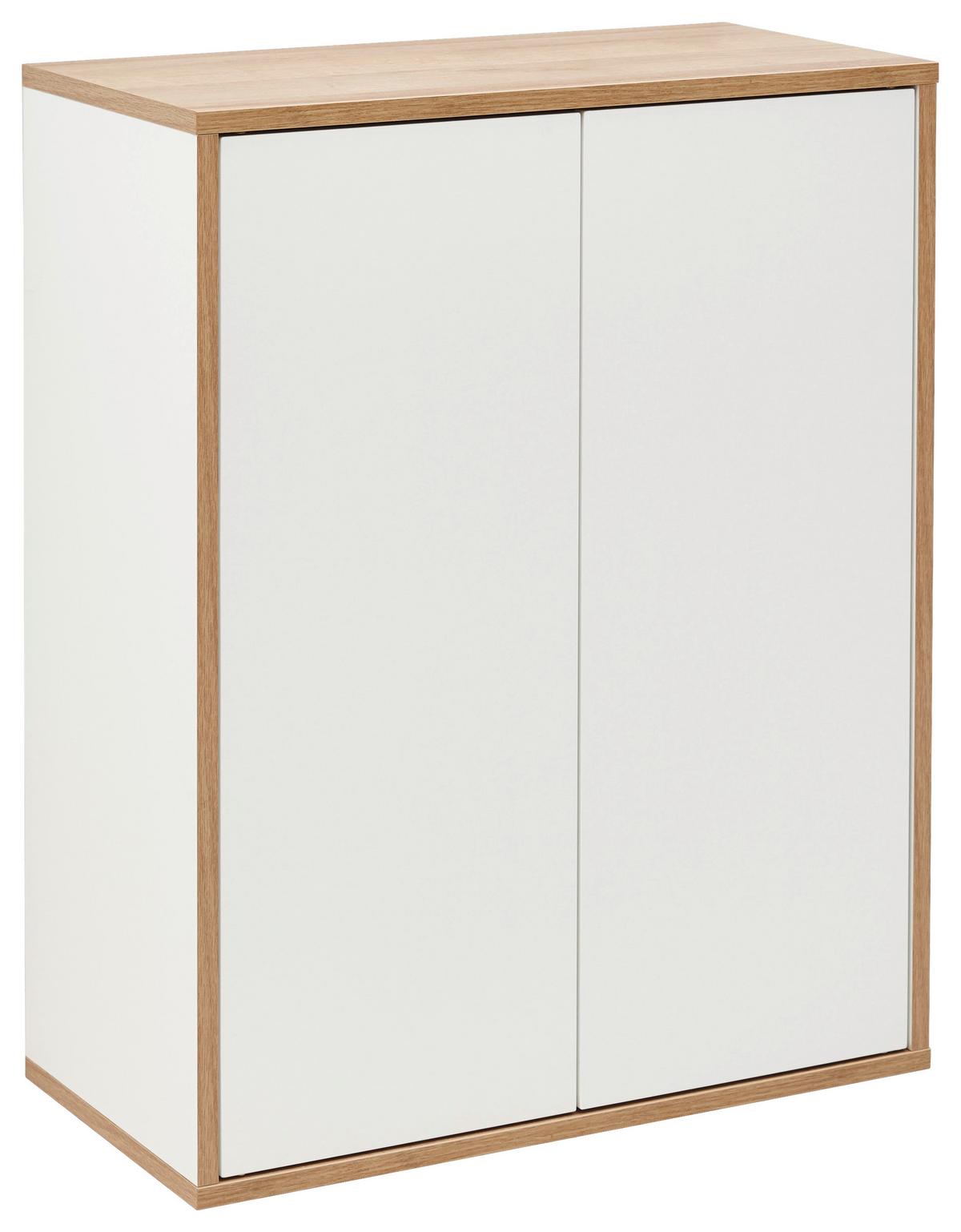 Midischrank "Finn" , weiß, eiche - Eichefarben/Weiß, MODERN, Glas/Holzwerkstoff (60/75/30,5cm) - MID.YOU