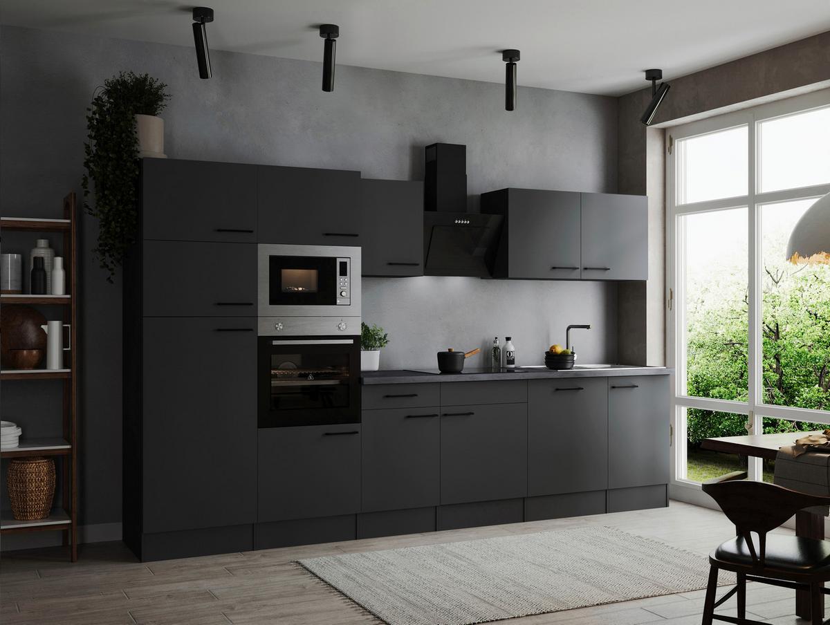 Kuhinjski Blok Z Aparati Oliver, 340cm - temno siva/črna, Design, kovina/leseni material (340cm) - Respekta