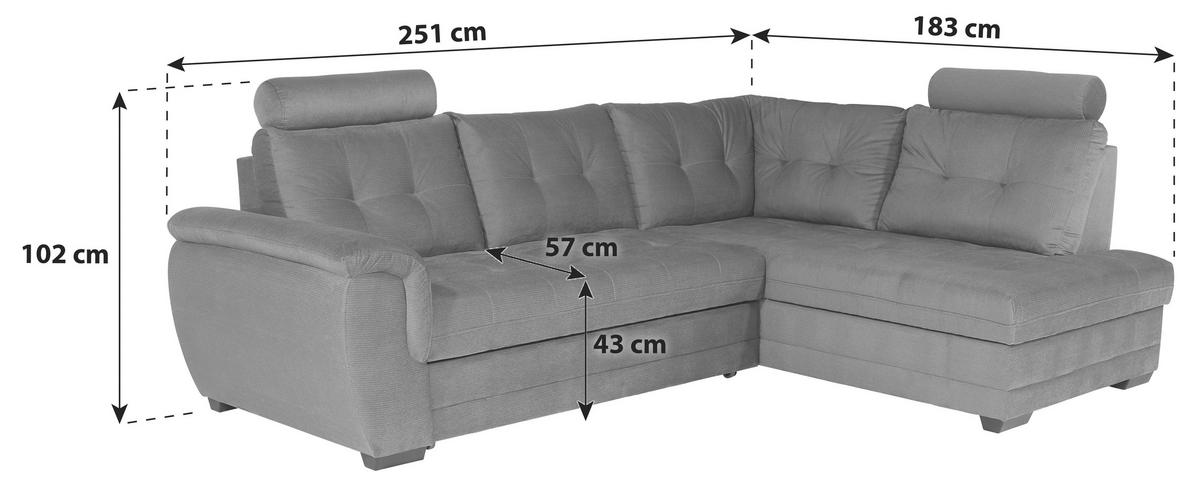 Colțar Falco New - bej, Konventionell, textil (251/183cm) - Mömax