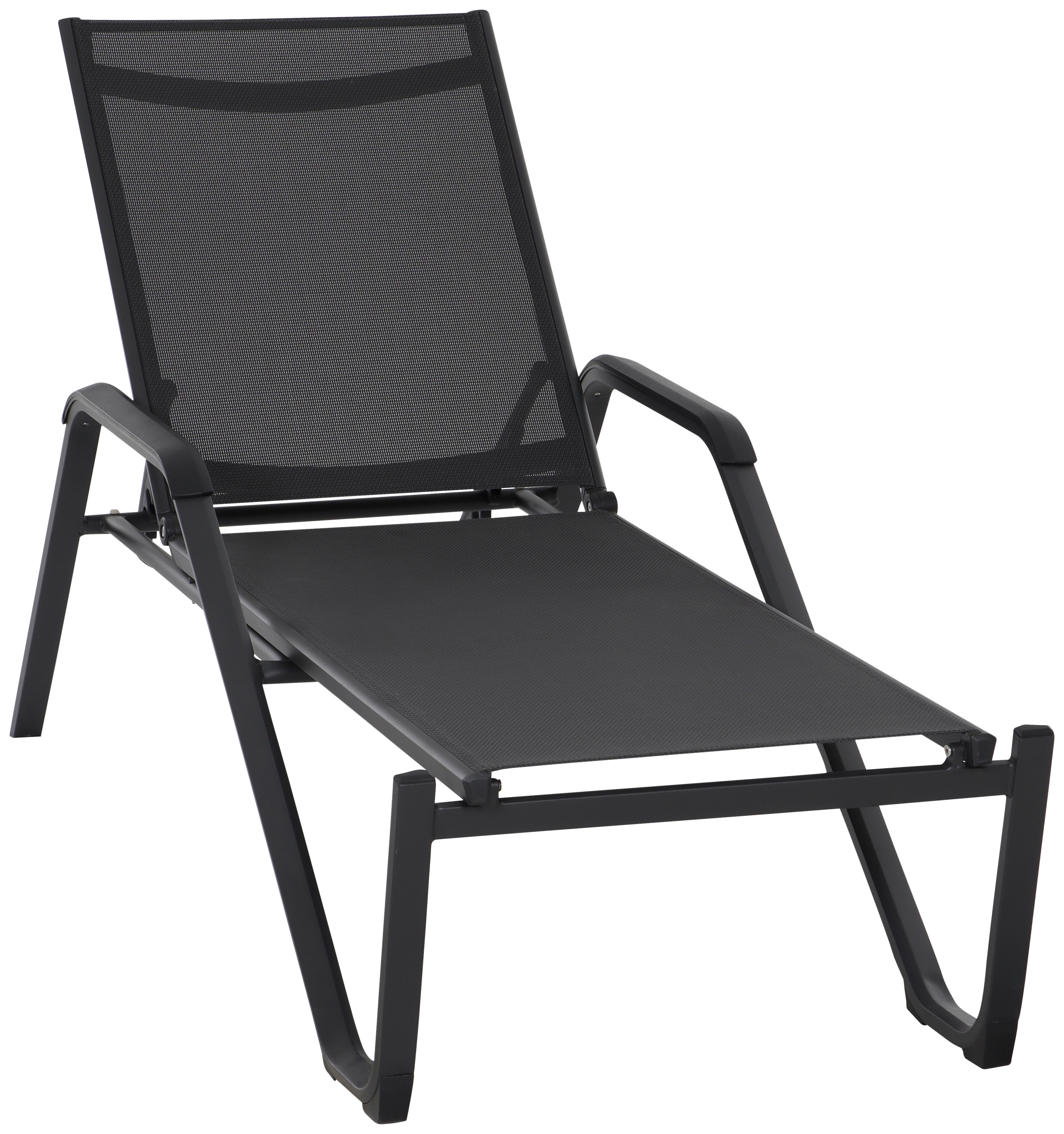 Gartenliege Tesoro Aluminium/ Netzgewebe verstellbar - Anthrazit/Schwarz, KONVENTIONELL, Textil/Metall (70/108/195cm) - Siena Garden