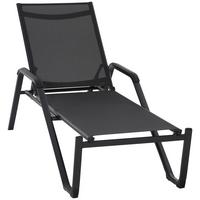 Gartenliege Tesoro Aluminium/ Netzgewebe verstellbar - Anthrazit/Schwarz, KONVENTIONELL, Textil/Metall (70/108/195cm) - Siena Garden