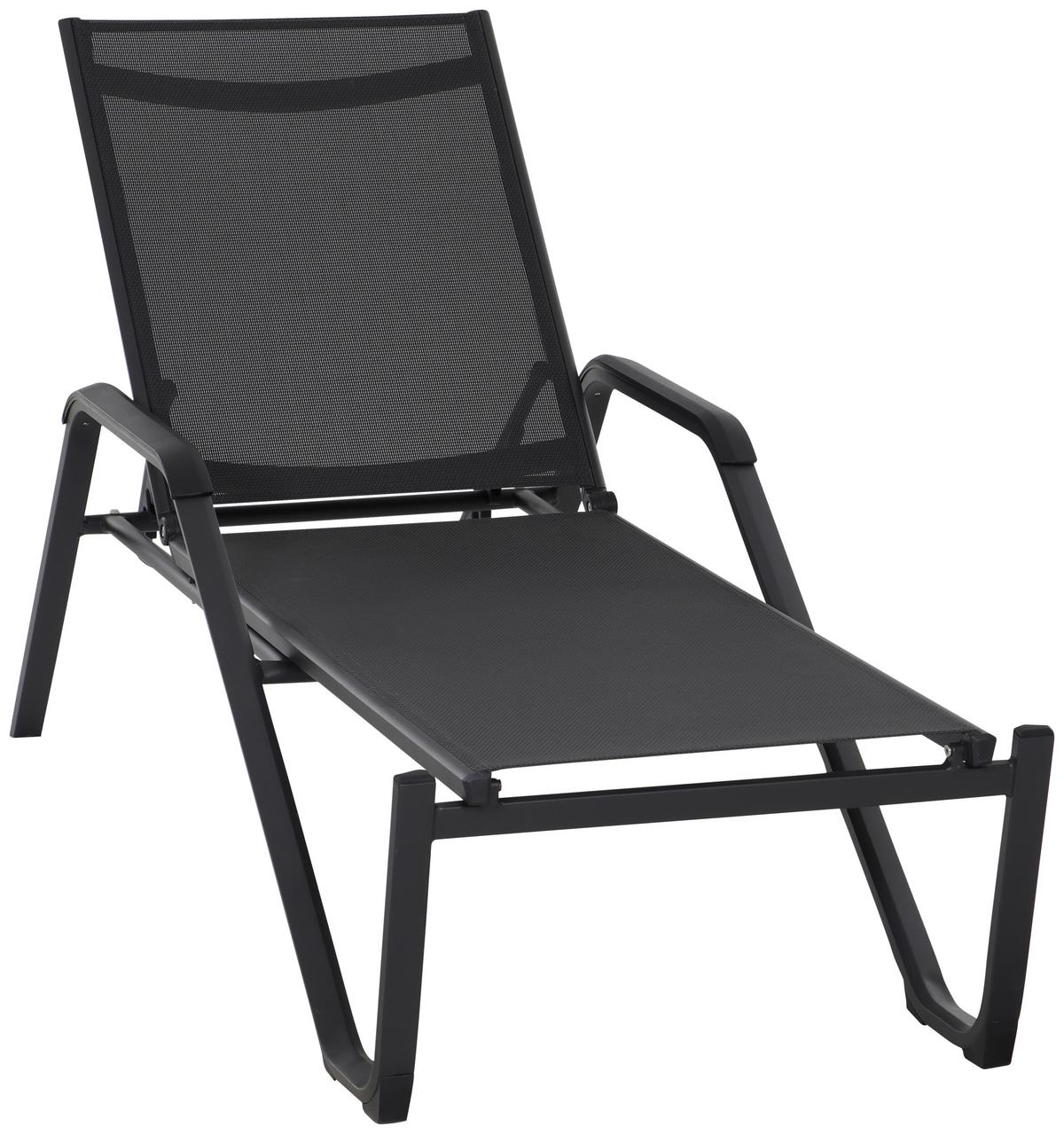 Gartenliege Tesoro Aluminium/ Netzgewebe verstellbar - Anthrazit/Schwarz, KONVENTIONELL, Textil/Metall (70/108/195cm) - Siena Garden