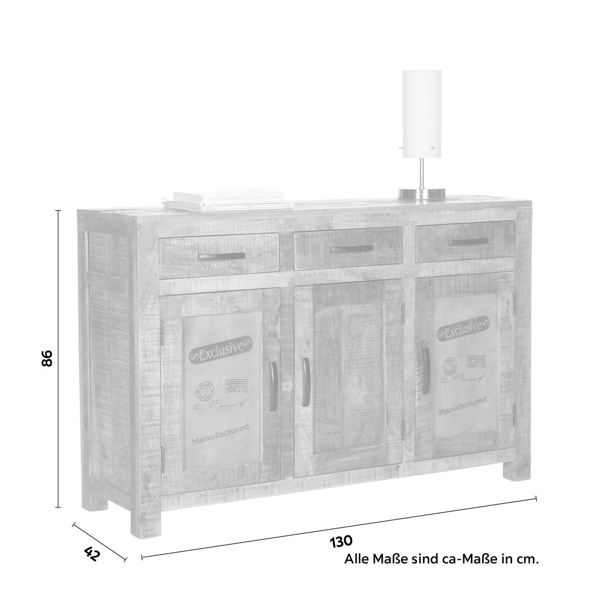 Sideboard aus Mangoholz Massiv - Dunkelbraun/Naturfarben, Lifestyle, Holz/Metall (130/86/42cm) - Zandiara