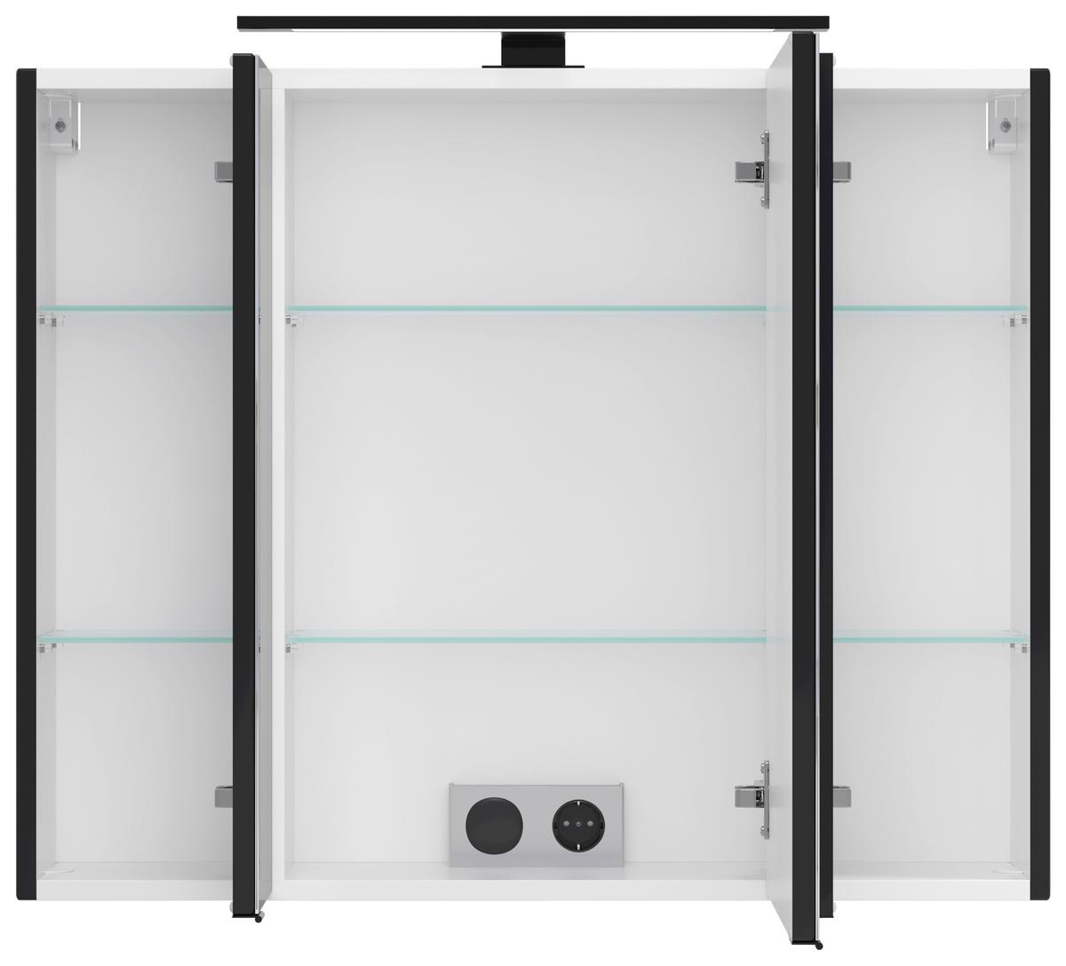 Spiegelschrank Sevilla ca. 80x64 cm Schwarz - Schwarz, MODERN, Glas/Holzwerkstoff (80/64/20cm) - Held