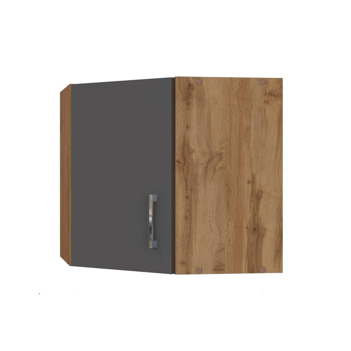 Held Eckoberschrank ca. 60 cm Anthrazit/Eiche - Chromfarben/Anthrazit, MODERN, Holzwerkstoff/Metall (60/57/60cm) - Held