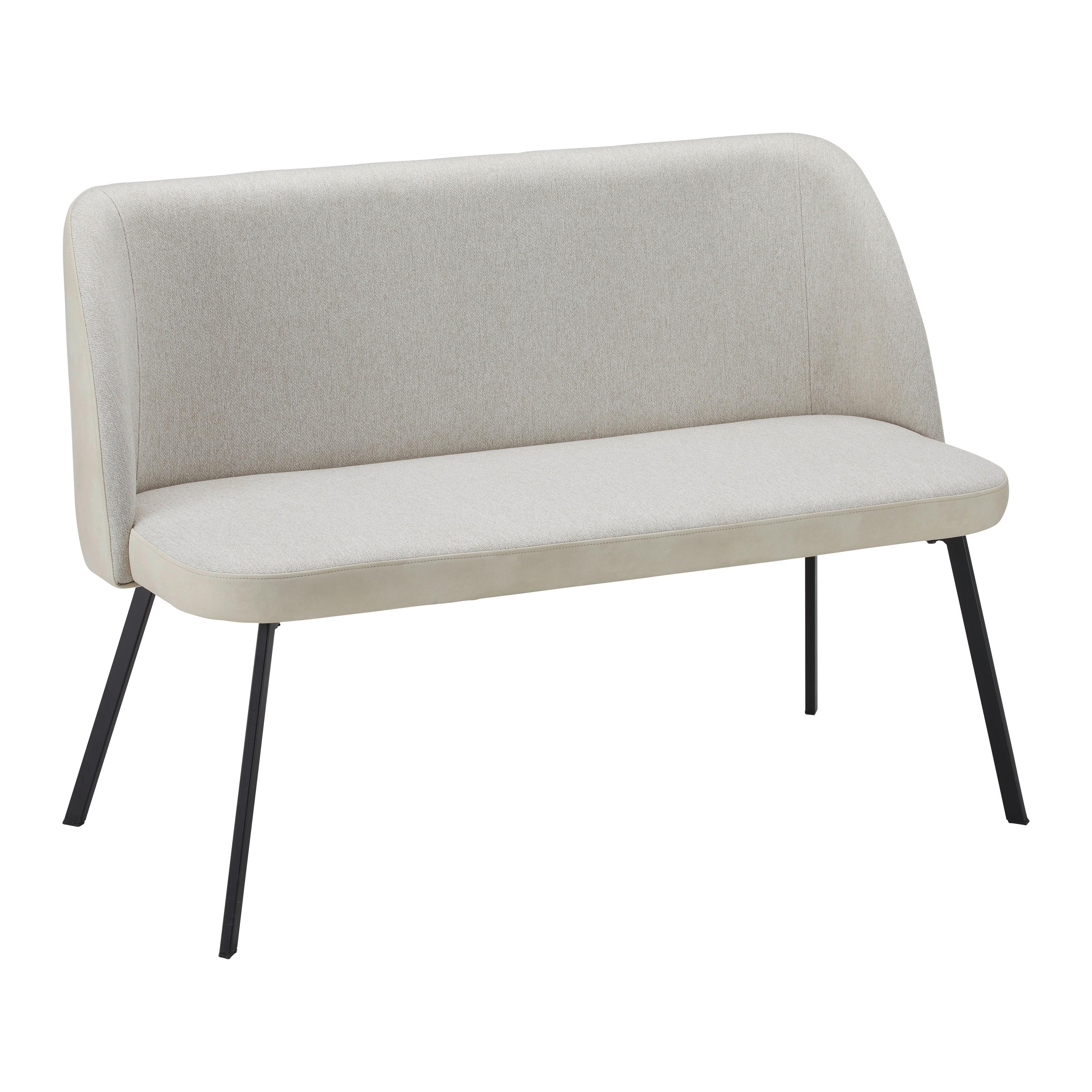 Sitzbank Danielle Creme Mikrofaser Gepolstert - Creme/Schwarz, MODERN, Holz/Textil (115/82,5/65cm) - Bessagi Home
