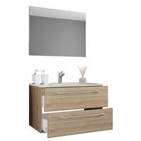 Kopalnica Badinos, Hrast - bela/barve aluminija, Moderno, kovina/leseni material (80cm) - MID.YOU