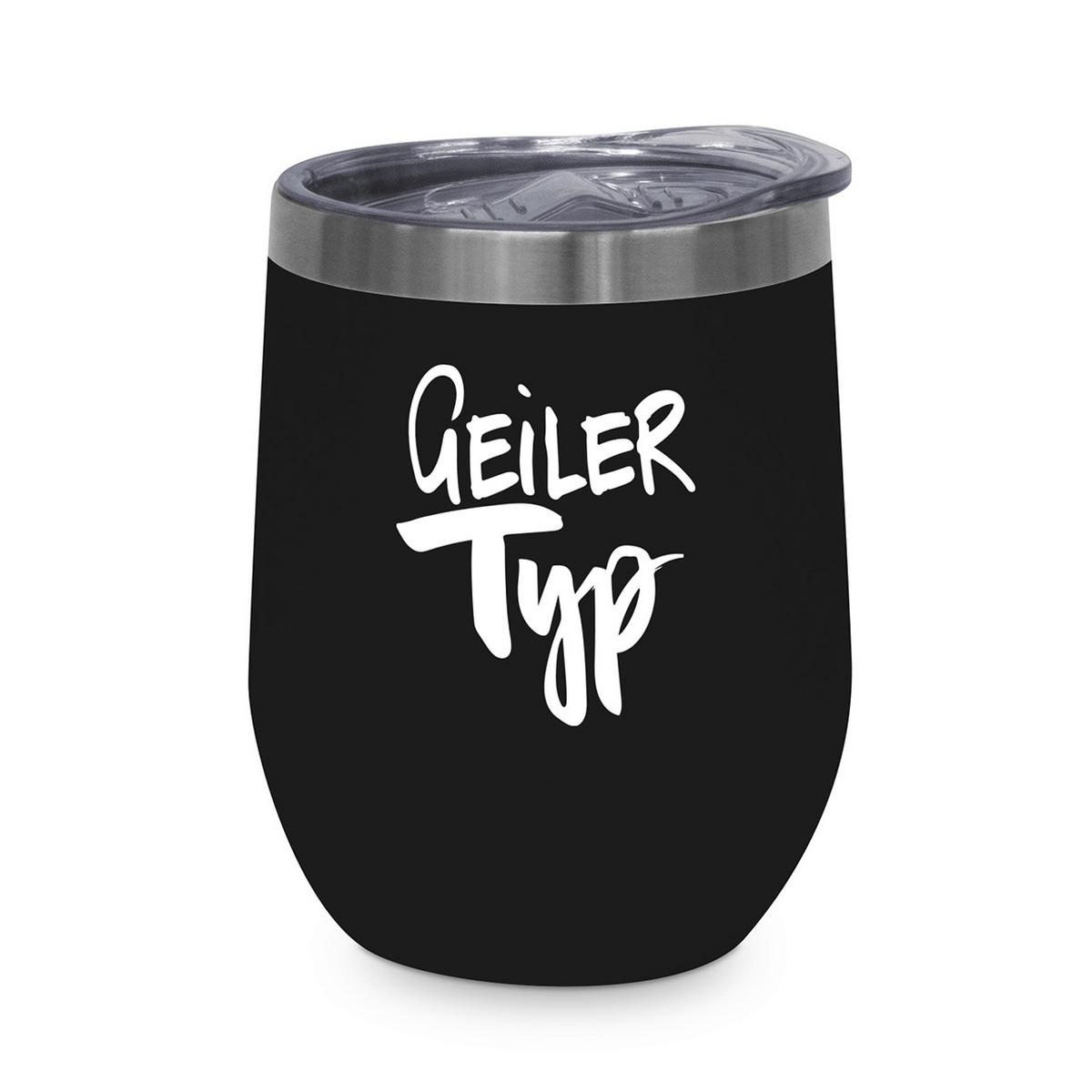 Thermobecher Geiler Typ ca. 350ml - Weiss/Schwarz, Modern, Metall (9/11,5cm)