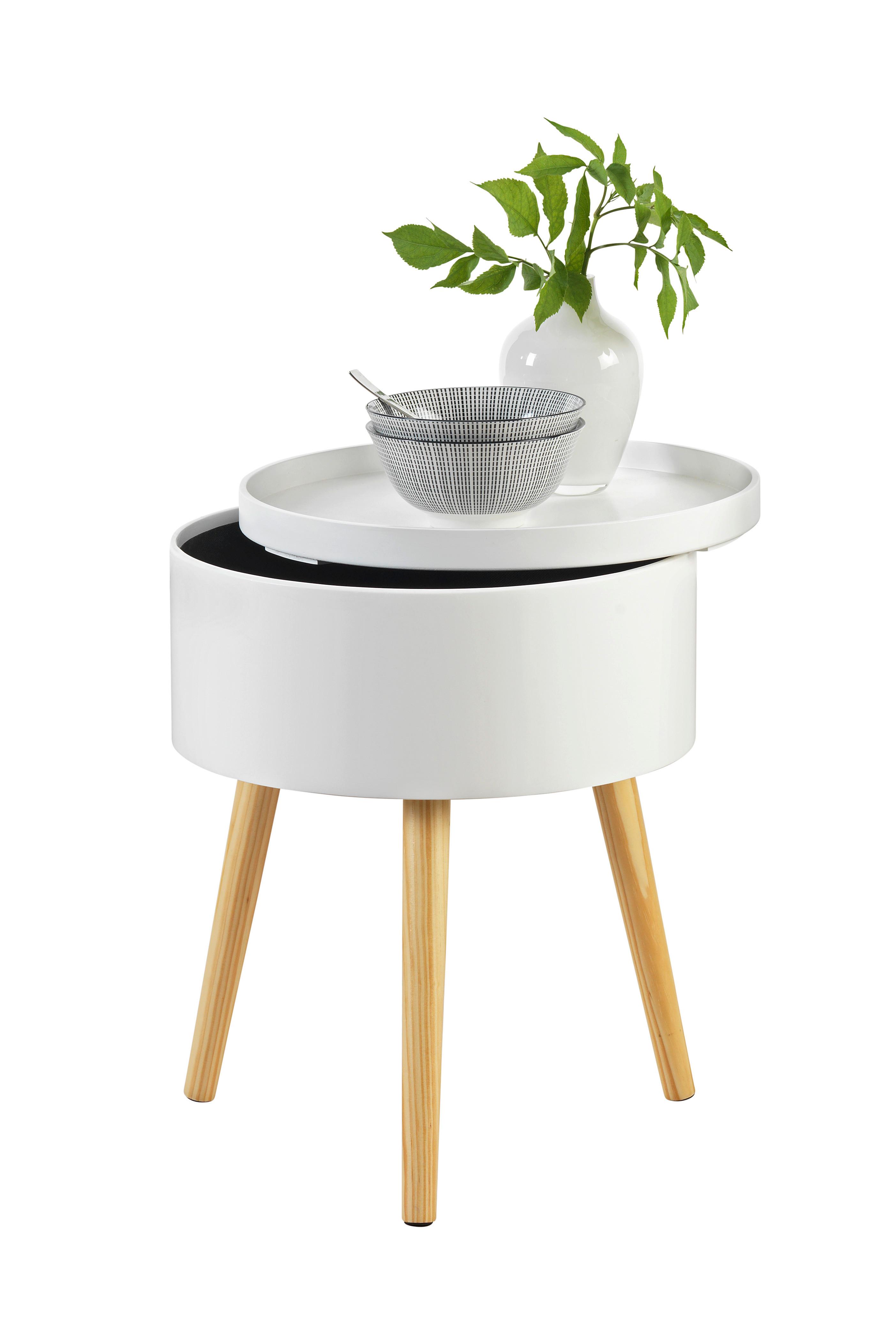 STOLIK BOCZNY LOLA - naturalny/biały, Design, materiał drewnopochodny/drewno (38/38/48,5cm) - Carryhome