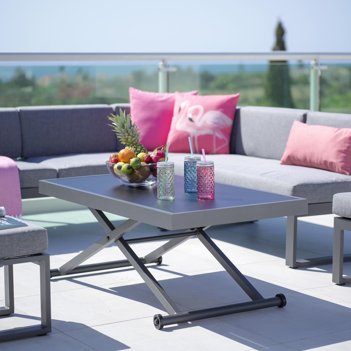 Loungegarnitur-Set Moskau Anthrazit/Grau - Anthrazit/Grau, Modern, Glas/Textil (200/213/62cm) - Mömax