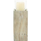 Windlicht Pia inkl. Glas H ca. 54cm - Klar/Kieferfarben, MODERN, Glas/Holz (18/18/54cm) - Mömax modern living