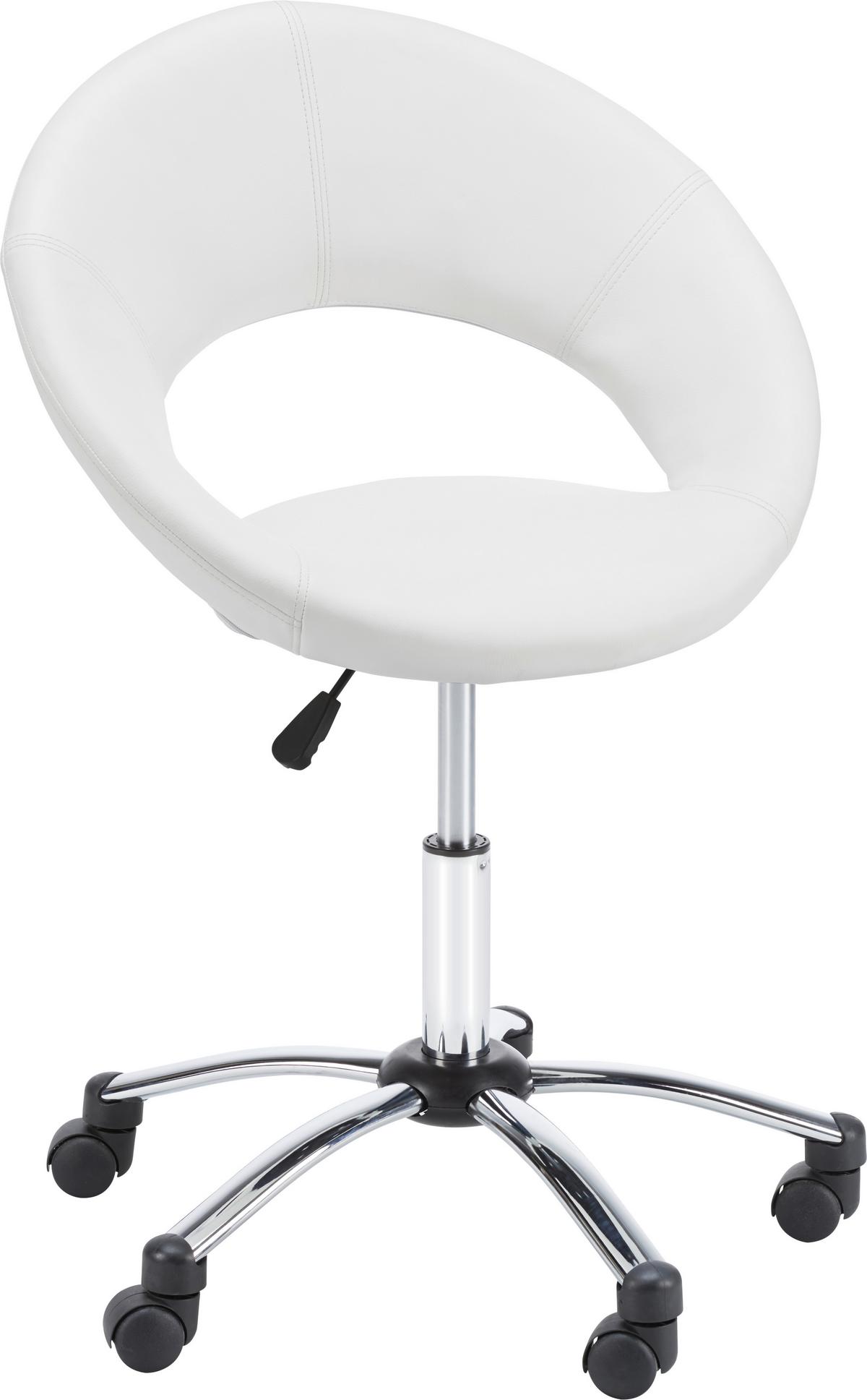 Drehstuhl in Weiss - Chromfarben/Weiss, Modern, Kunststoff/Textil (61cm) - Mömax