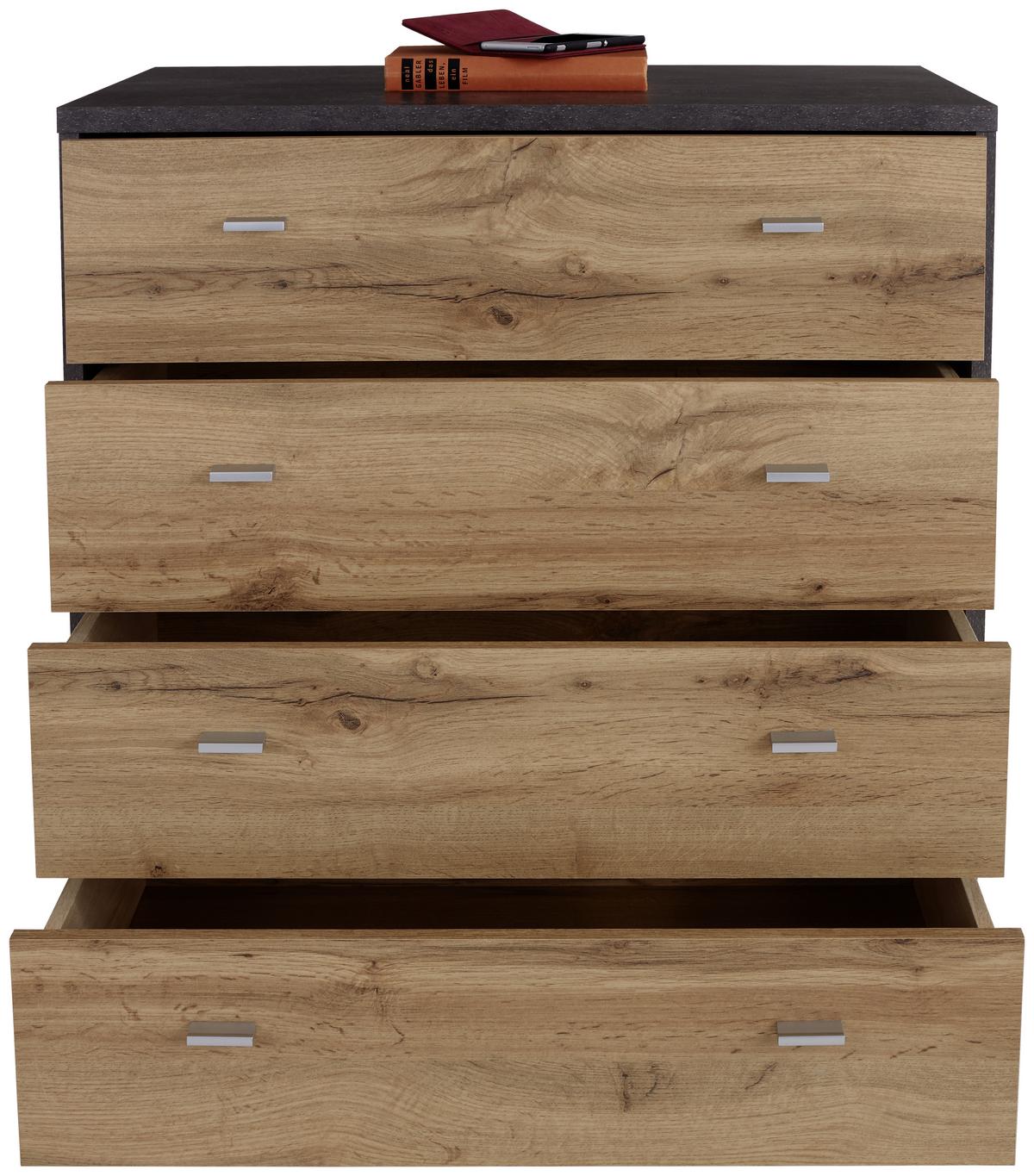 Komoda 4-You Yuk06 - siva/barve hrasta, Moderno, leseni material (74/85.4/44.3cm) - Mömax
