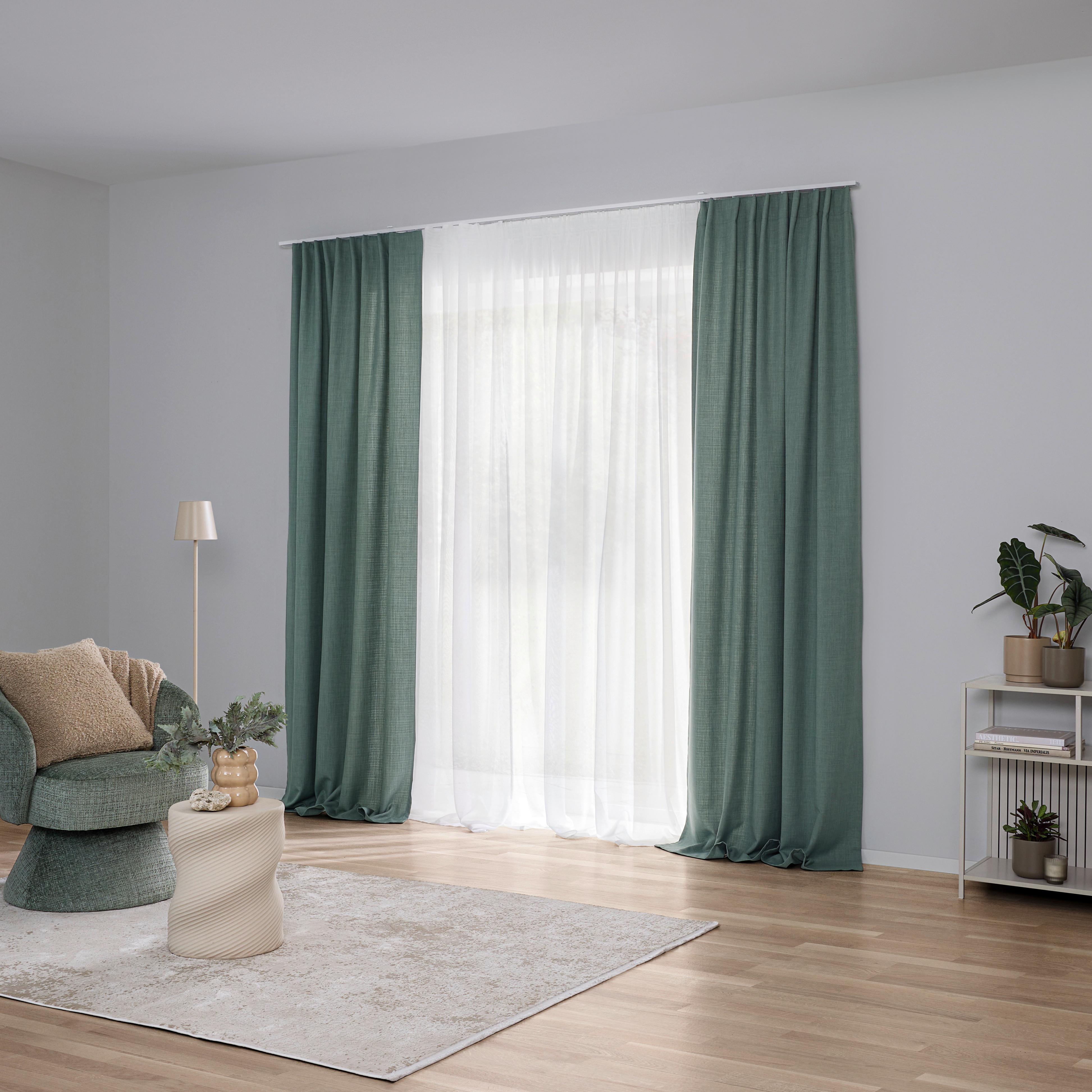 GARDINLÄNGD LEO -AKT- -EXT- - olivgrön, textil (135/255cm) - Premium Living
