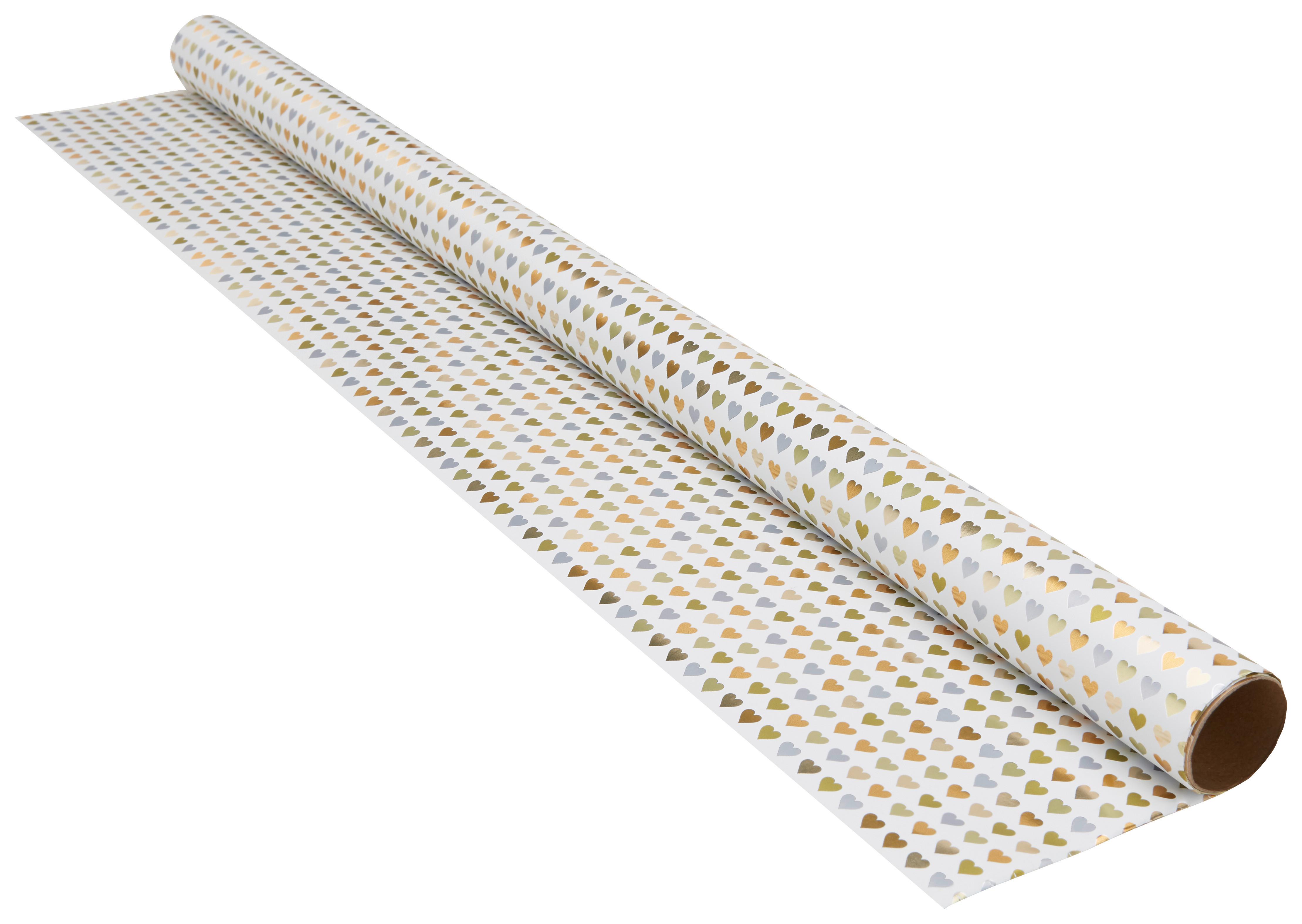 Geschenkpapier Marie Silberfarben/Weiss - Weiss/Silberfarben, Papier (70/200cm) - Modern Living