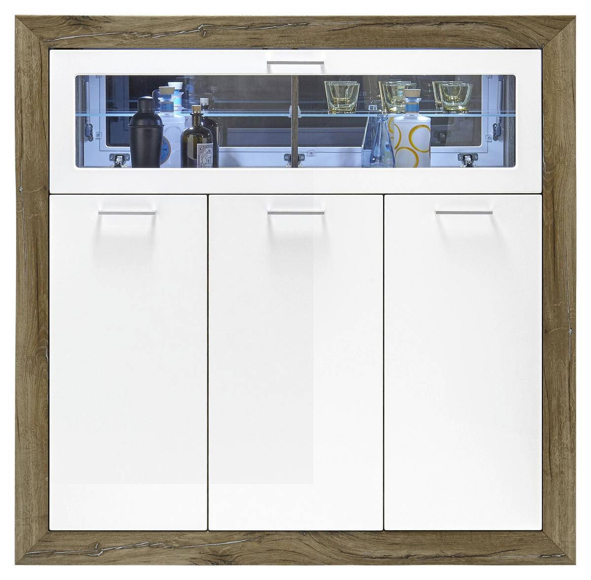 Barski Element Neapel - tamno smeđa/srebrne boje, Konvencionalno, staklo/drvni materijal (134/134/46cm) - Mömax